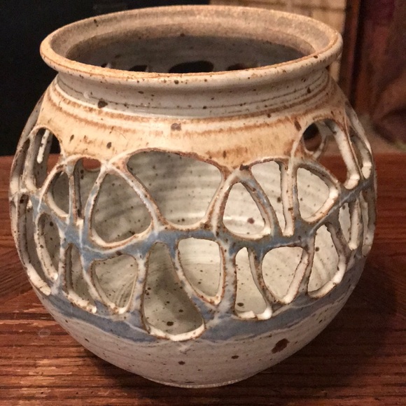 Vintage Other - Joe Osolnik stoneware open lattice work vessel
